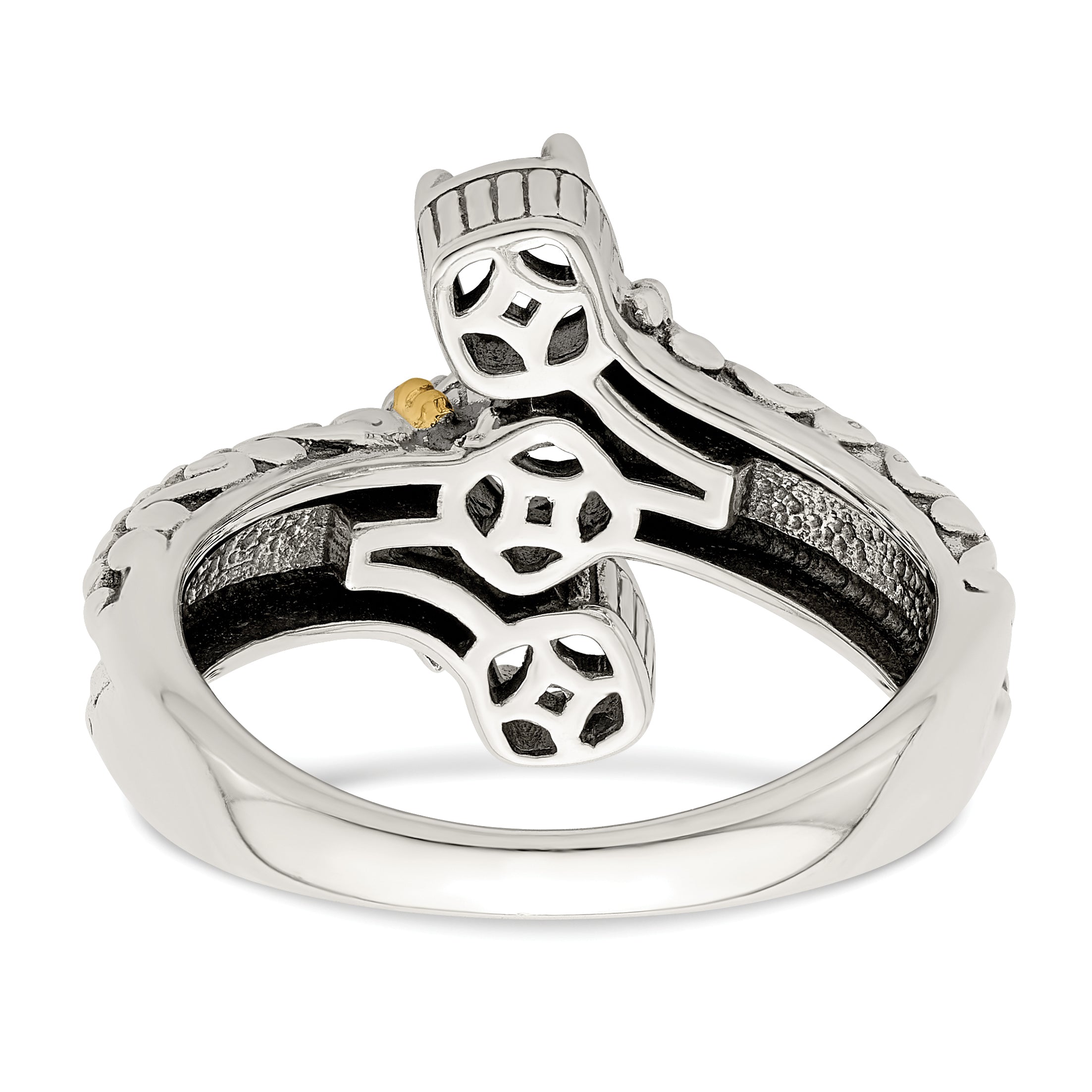 Sterling Silver Antiqued w/14k 3-stone Mother's Ring Mounting (No Stone Included)