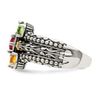 Sterling Silver Antiqued w/14k 5-stone Mother's Ring Mounting (No Stone Included)