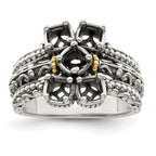 Sterling Silver Antiqued w/14k 5-stone Mother's Ring Mounting (No Stone Included)