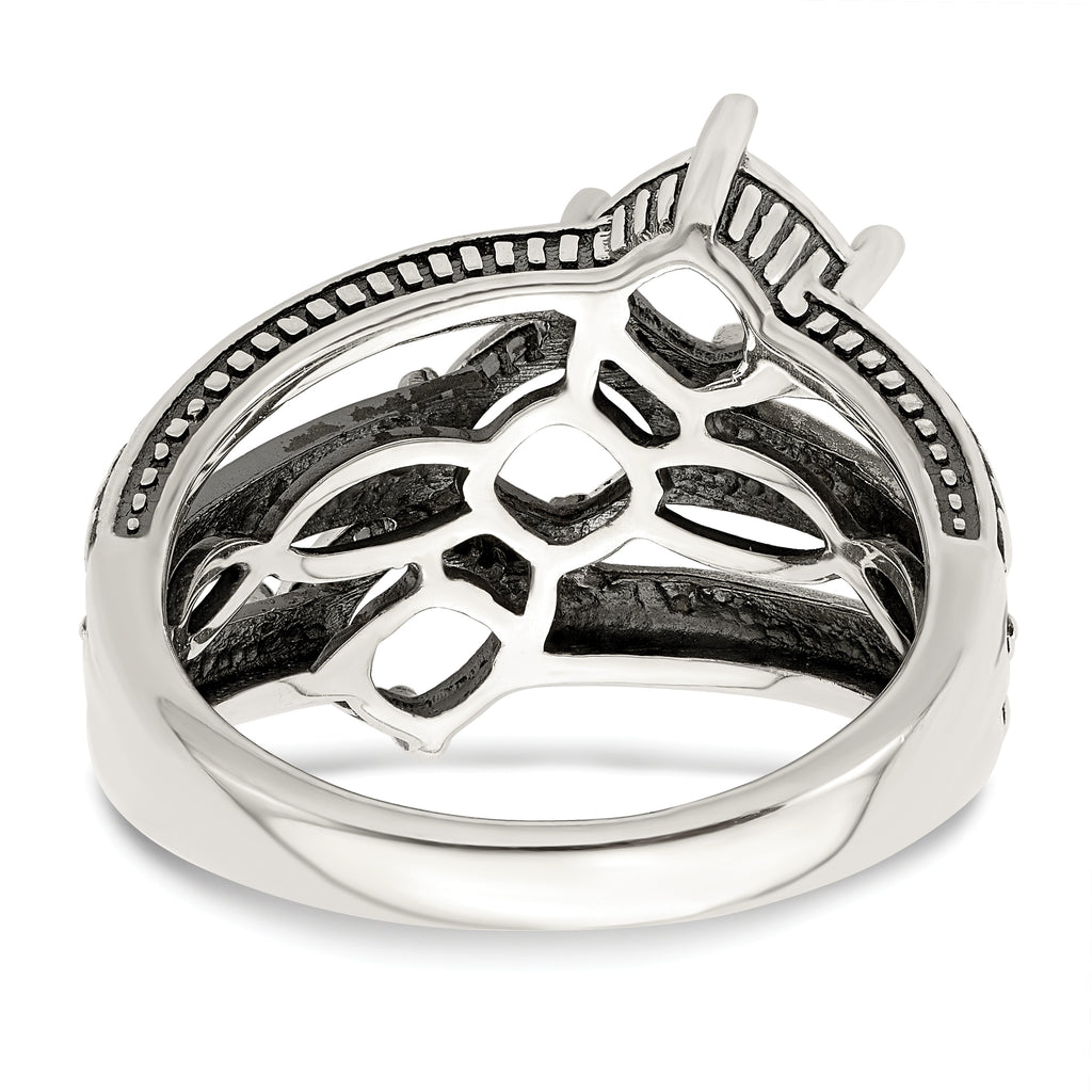 Sterling Silver Antiqued w/14k 3-stone Mother's Ring Mounting (No Stone Included)