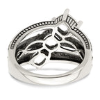 Sterling Silver Antiqued w/14k 3-stone Mother's Ring Mounting (No Stone Included)