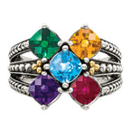 Sterling Silver Antiqued w/14k 5-stone Mother's Ring Mounting (No Stone Included)