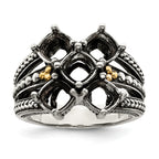 Sterling Silver Antiqued w/14k 5-stone Mother's Ring Mounting (No Stone Included)