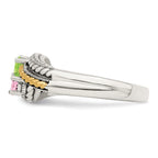 Sterling Silver Antiqued w/14k 2-stone Mother's Ring Mounting (No Stone Included)