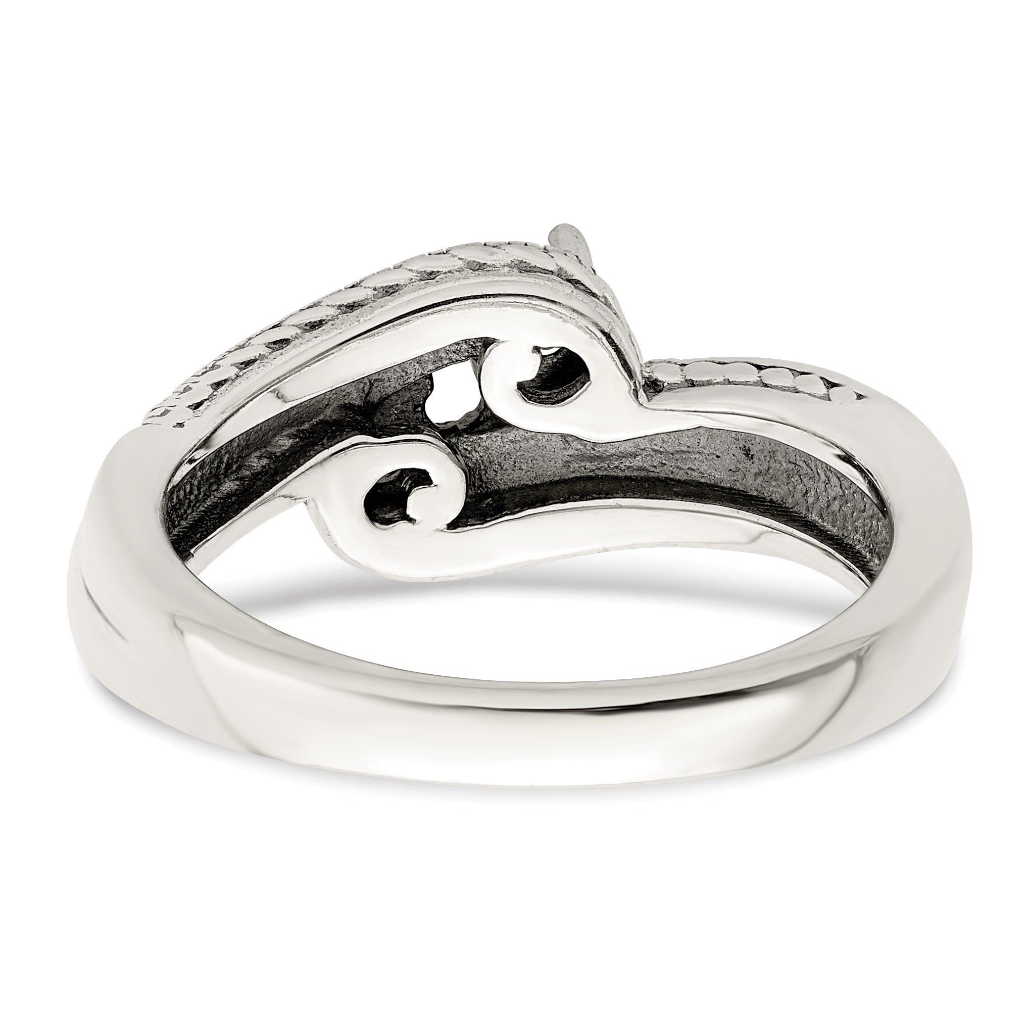 Sterling Silver Antiqued w/14k 2-stone Mother's Ring Mounting (No Stone Included)