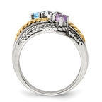Sterling Silver Antiqued w/14k 3-stone Mother's Ring Mounting (No Stone Included)