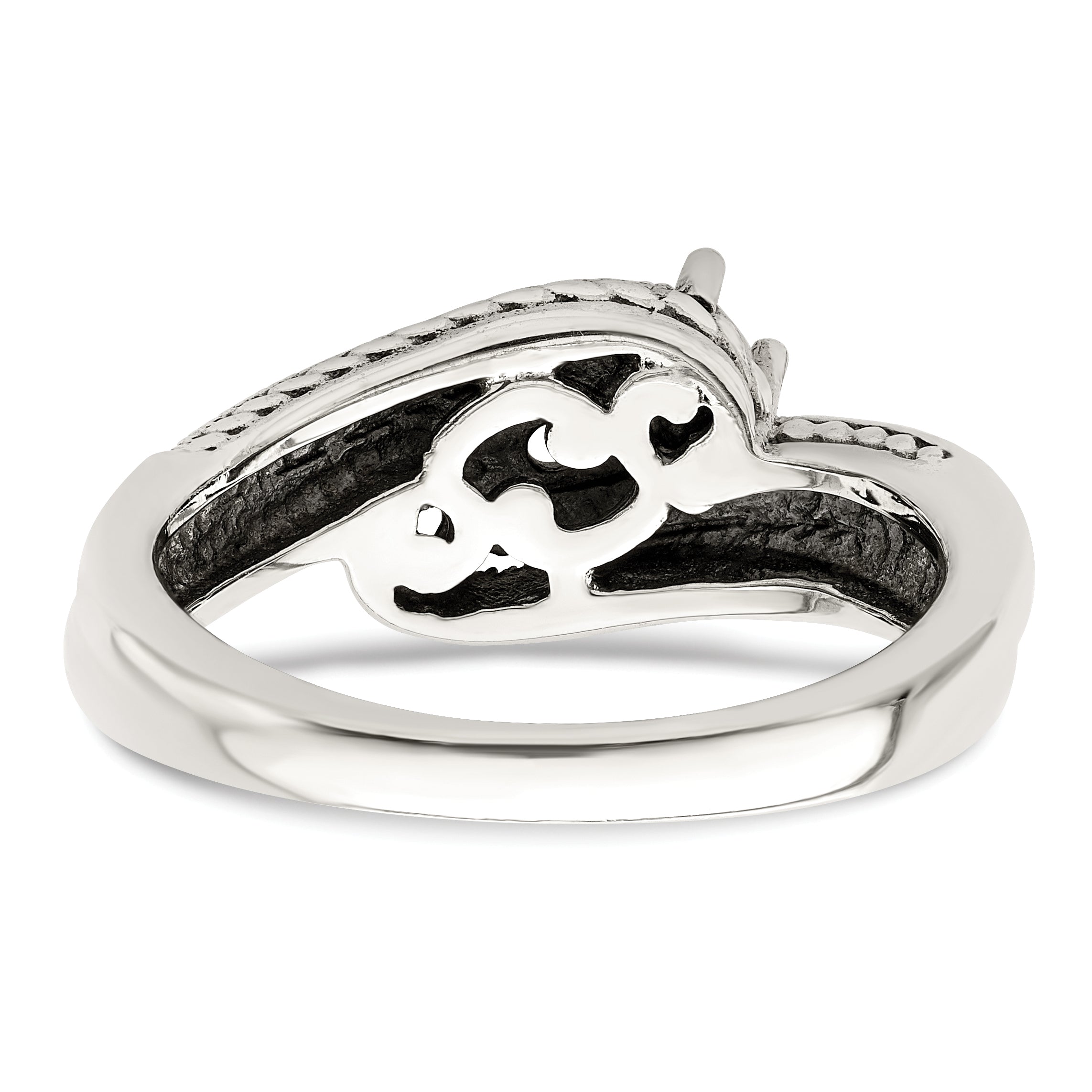 Sterling Silver Antiqued w/14k 3-stone Mother's Ring Mounting (No Stone Included)