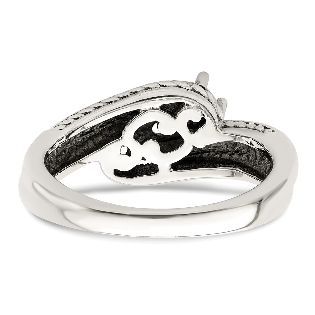 Sterling Silver Antiqued w/14k 3-stone Mother's Ring Mounting (No Stone Included)