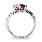 Sterling Silver Antiqued w/14k 2-stone Mother's Ring Mounting (No Stone Included)