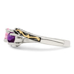 Sterling Silver Antiqued w/14k 2-stone Mother's Ring Mounting (No Stone Included)