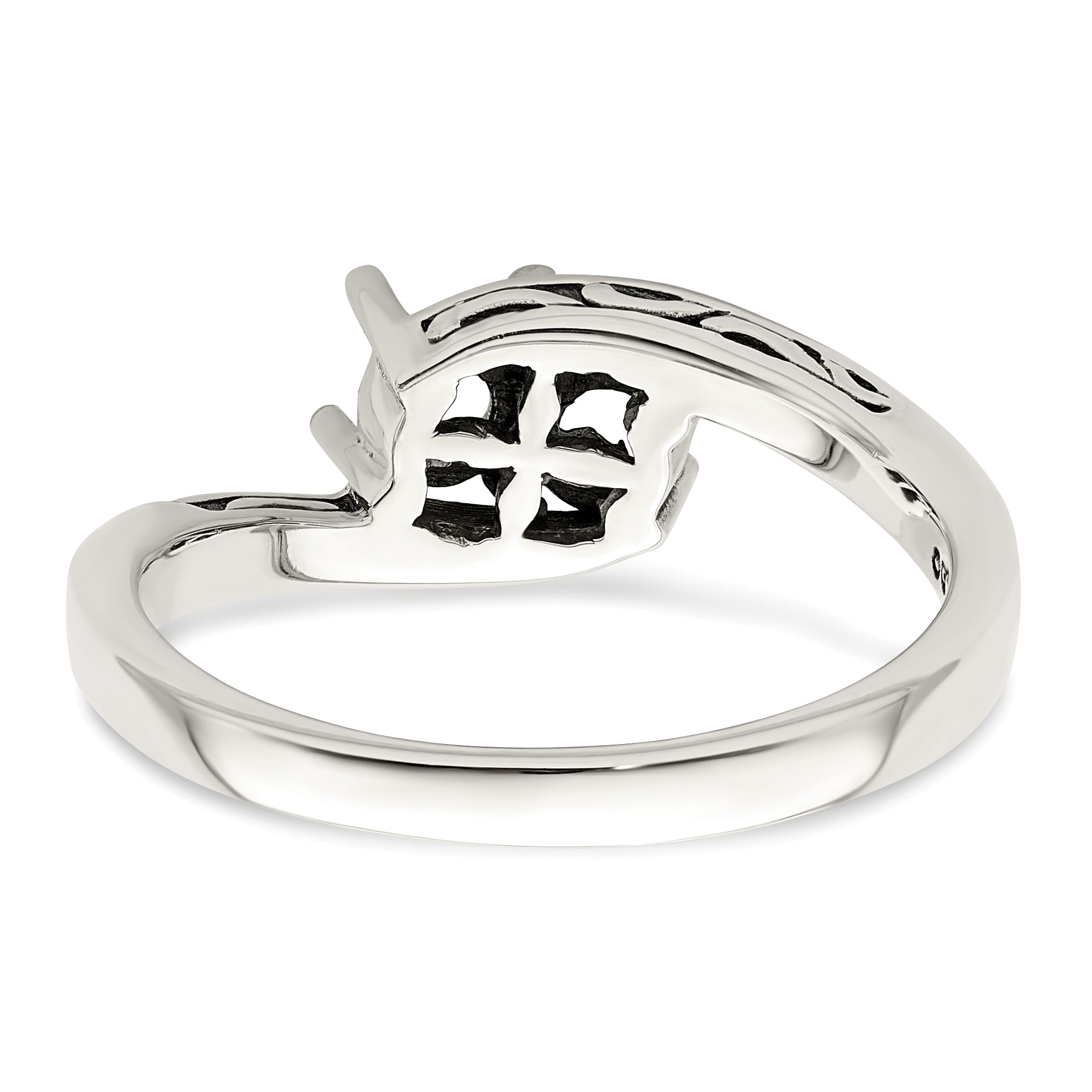 Sterling Silver Antiqued w/14k 2-stone Mother's Ring Mounting (No Stone Included)