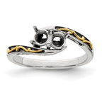 Sterling Silver Antiqued w/14k 2-stone Mother's Ring Mounting (No Stone Included)