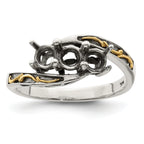 Sterling Silver Antiqued w/14k 3-stone Mother's Ring Mounting (No Stone Included)