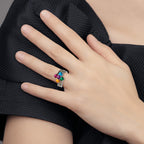 Sterling Silver Antiqued w/14k 5-stone Mother's Ring Mounting (No Stone Included)