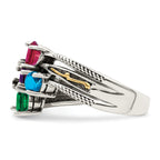 Sterling Silver Antiqued w/14k 5-stone Mother's Ring Mounting (No Stone Included)