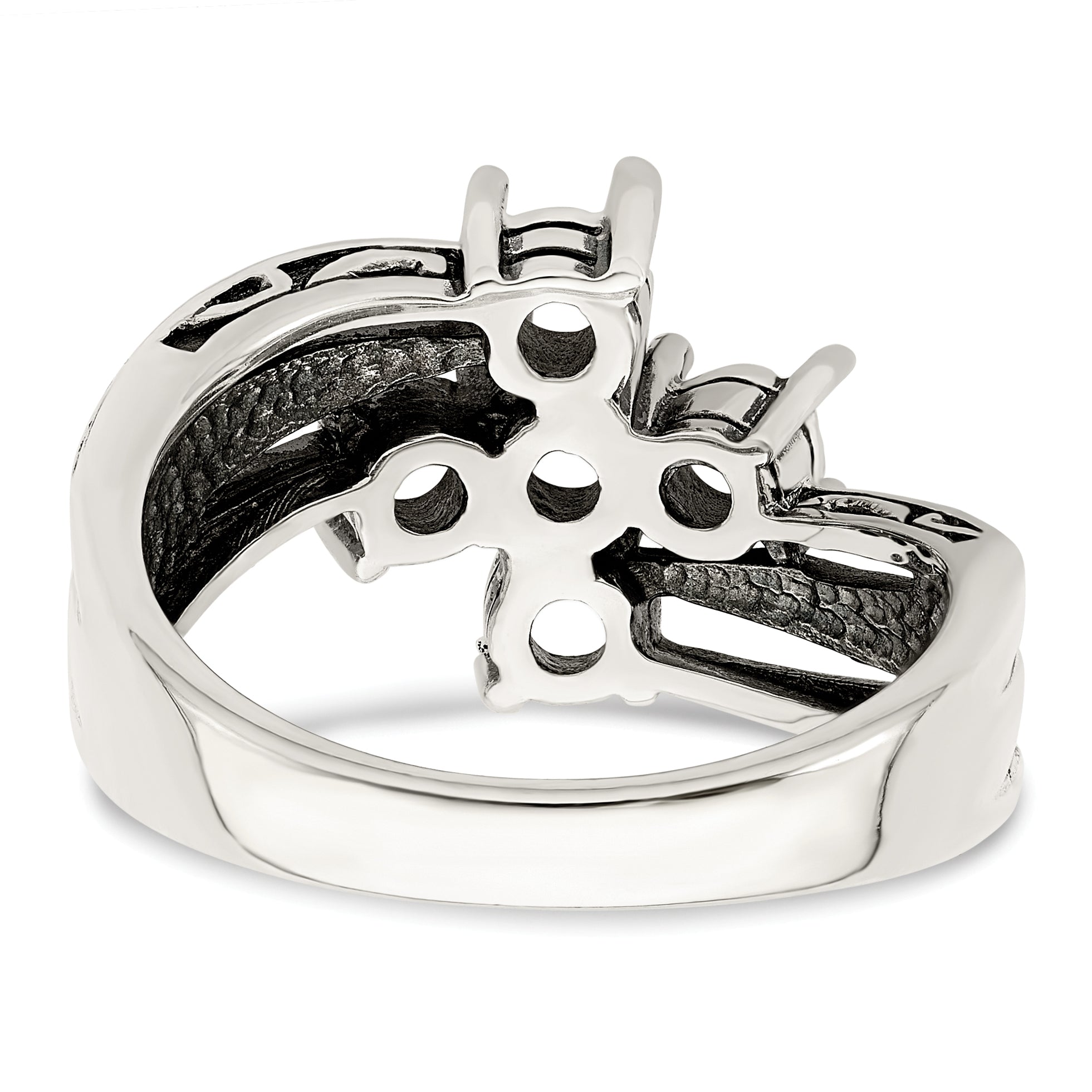 Sterling Silver Antiqued w/14k 5-stone Mother's Ring Mounting (No Stone Included)