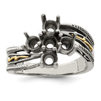 Sterling Silver Antiqued w/14k 5-stone Mother's Ring Mounting (No Stone Included)