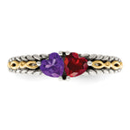 Sterling Silver Antiqued w/14k 2-stone Mother's Ring Mounting (No Stone Included)
