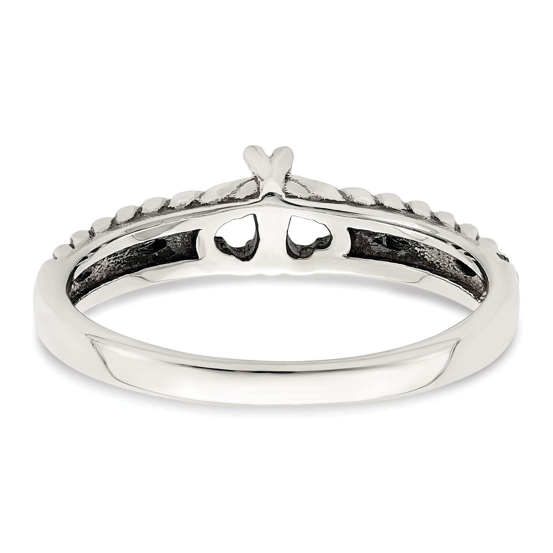 Sterling Silver Antiqued w/14k 2-stone Mother's Ring Mounting (No Stone Included)