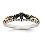Sterling Silver Antiqued w/14k 2-stone Mother's Ring Mounting (No Stone Included)