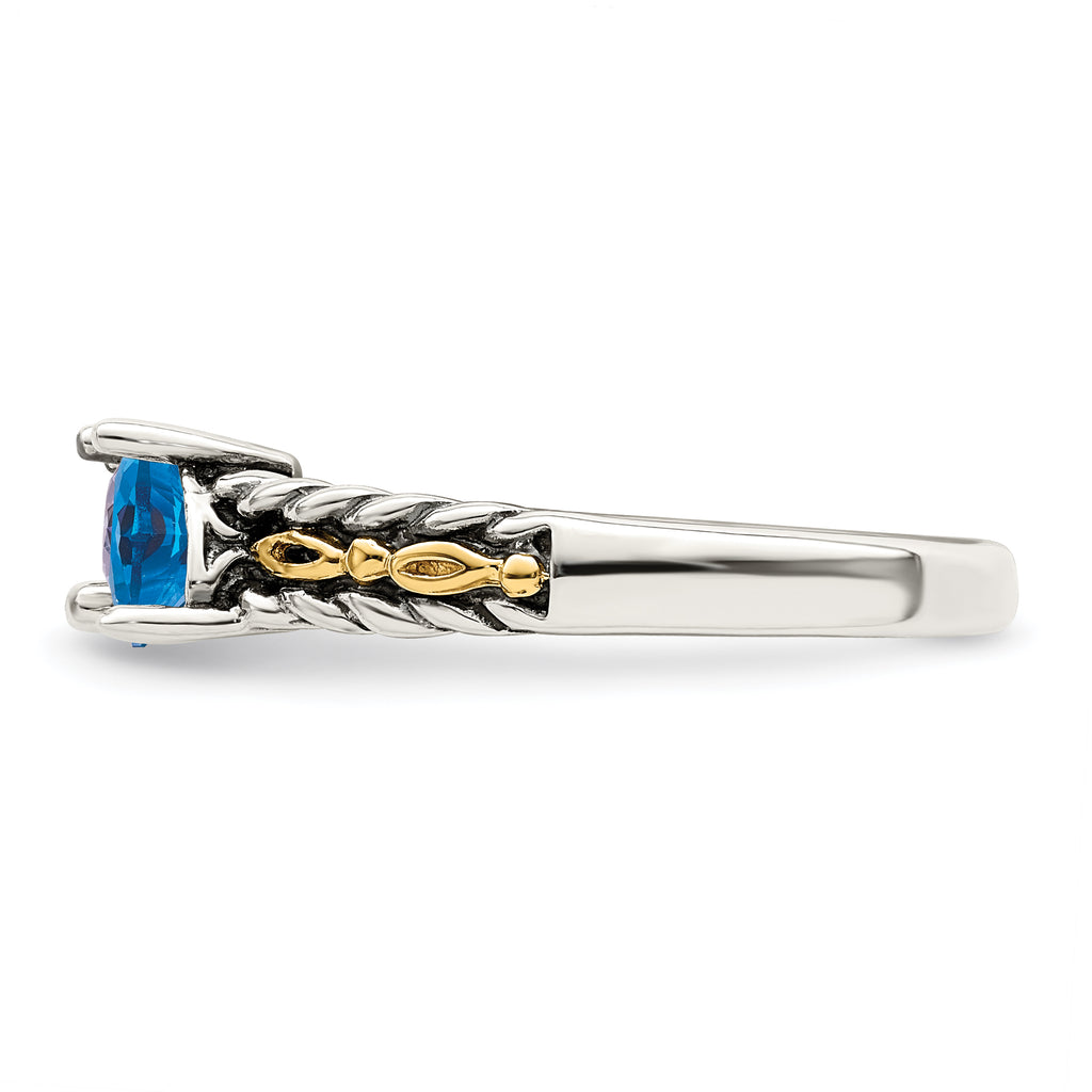 Sterling Silver Antiqued w/14k 3-stone Mother's Ring Mounting (No Stone Included)
