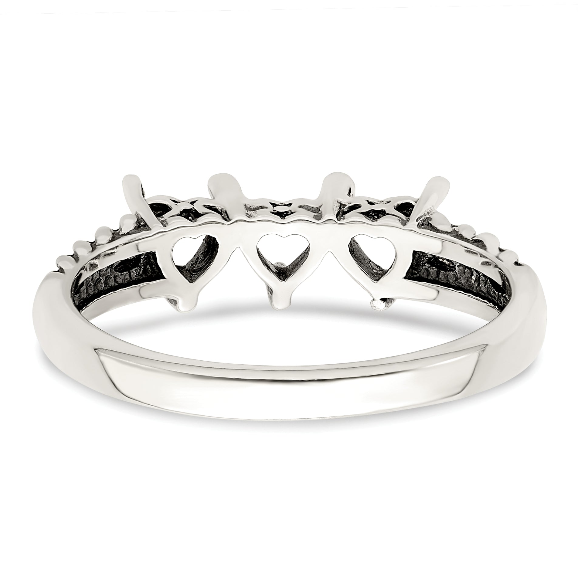 Sterling Silver Antiqued w/14k 3-stone Mother's Ring Mounting (No Stone Included)