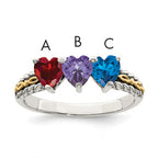 Sterling Silver Antiqued w/14k 3-stone Mother's Ring Mounting (No Stone Included)