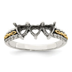 Sterling Silver Antiqued w/14k 3-stone Mother's Ring Mounting (No Stone Included)