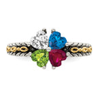 Sterling Silver Antiqued w/14k 4-stone Mother's Ring Mounting (No Stone Included)