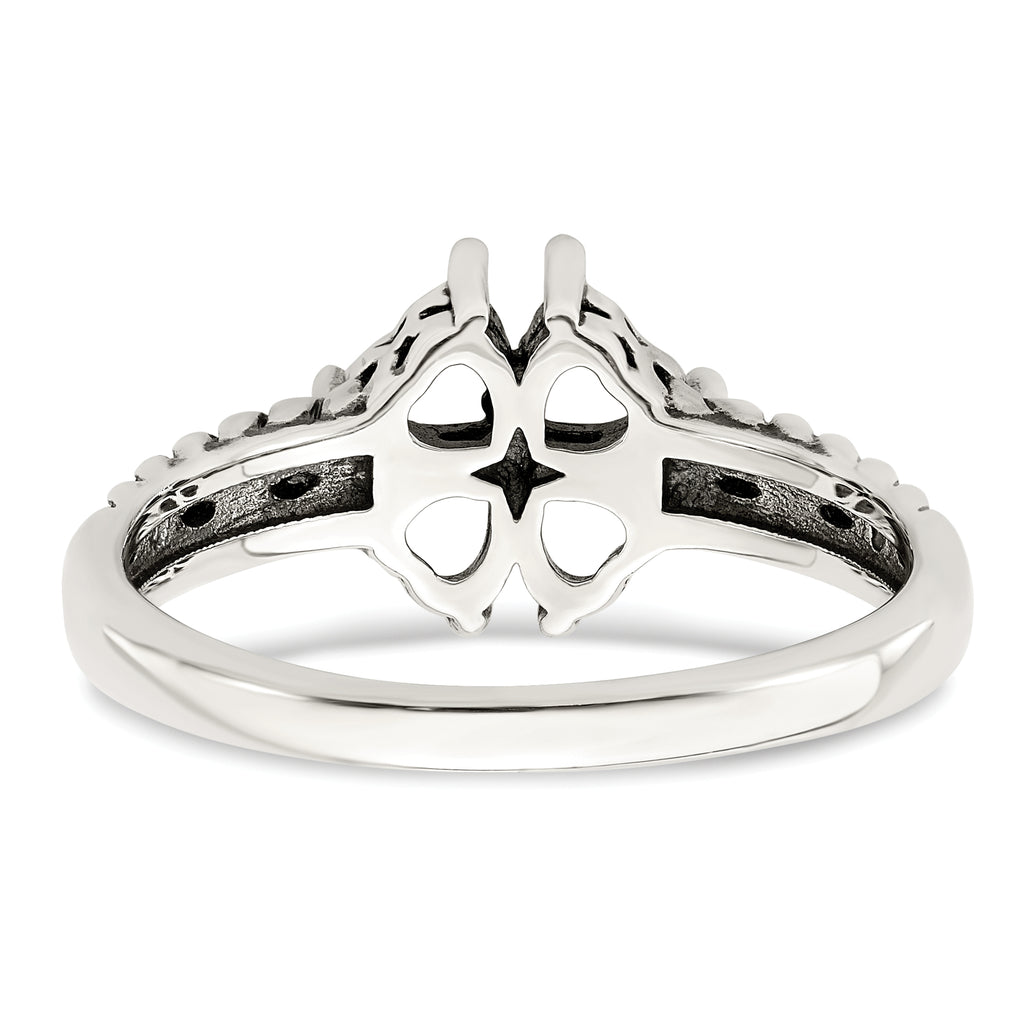Sterling Silver Antiqued w/14k 4-stone Mother's Ring Mounting (No Stone Included)