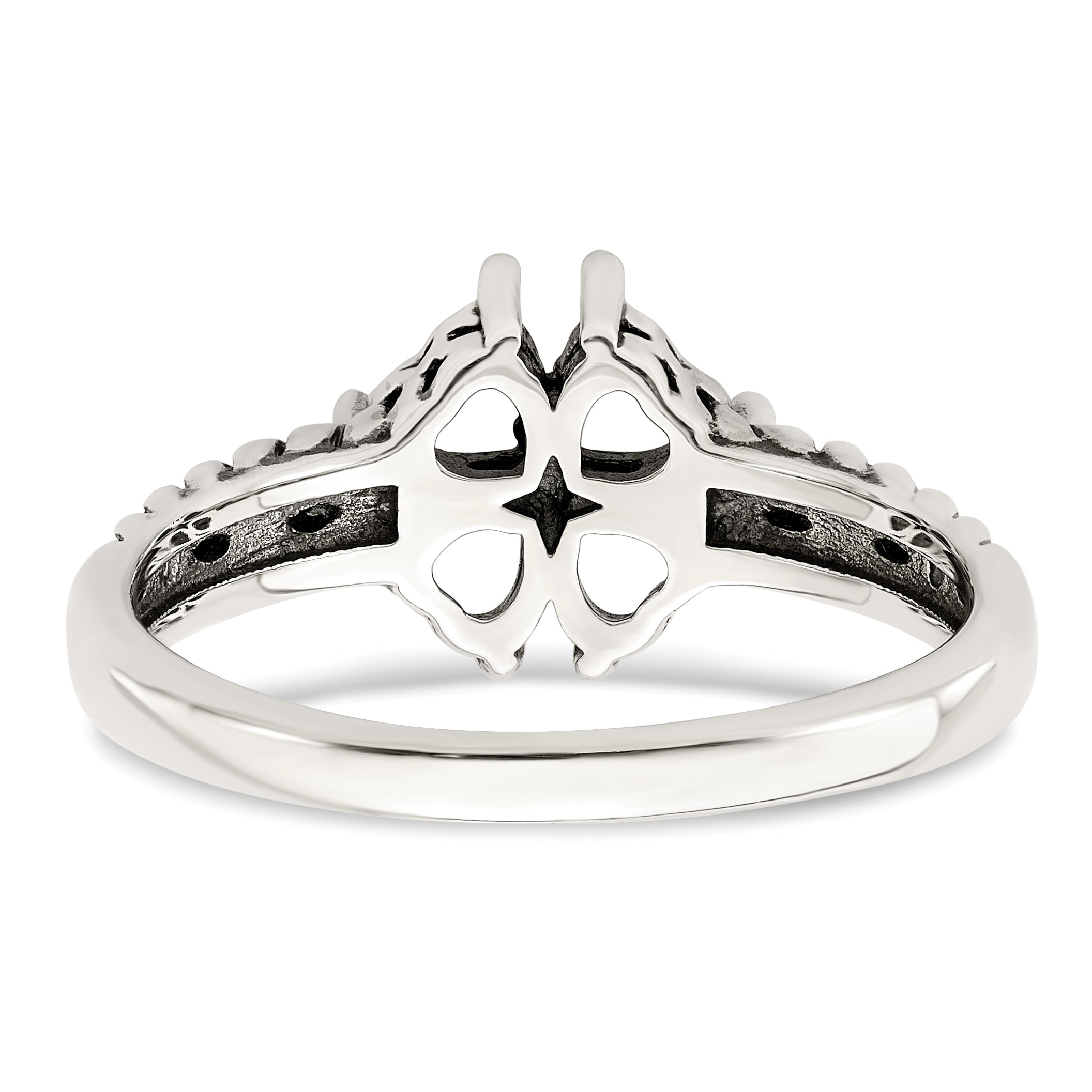 Sterling Silver Antiqued w/14k 4-stone Mother's Ring Mounting (No Stone Included)