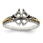 Sterling Silver Antiqued w/14k 4-stone Mother's Ring Mounting (No Stone Included)
