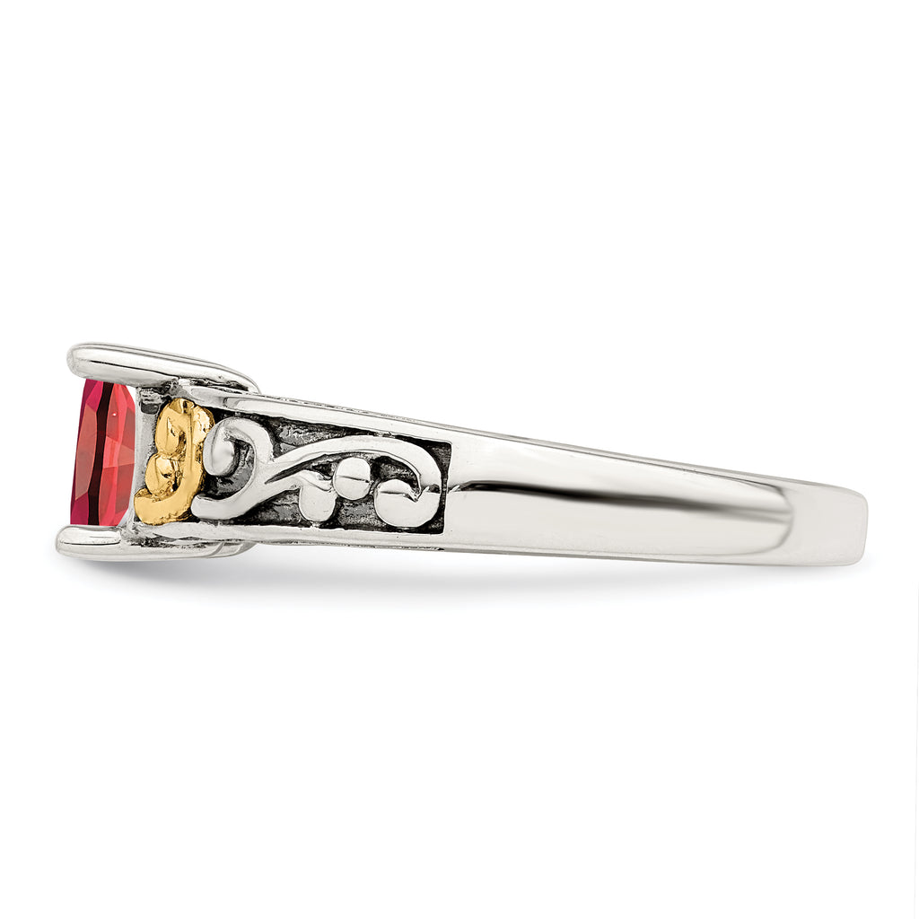 Sterling Silver Antiqued w/14k 2-stone Mother's Ring Mounting (No Stone Included)
