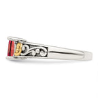 Sterling Silver Antiqued w/14k 2-stone Mother's Ring Mounting (No Stone Included)