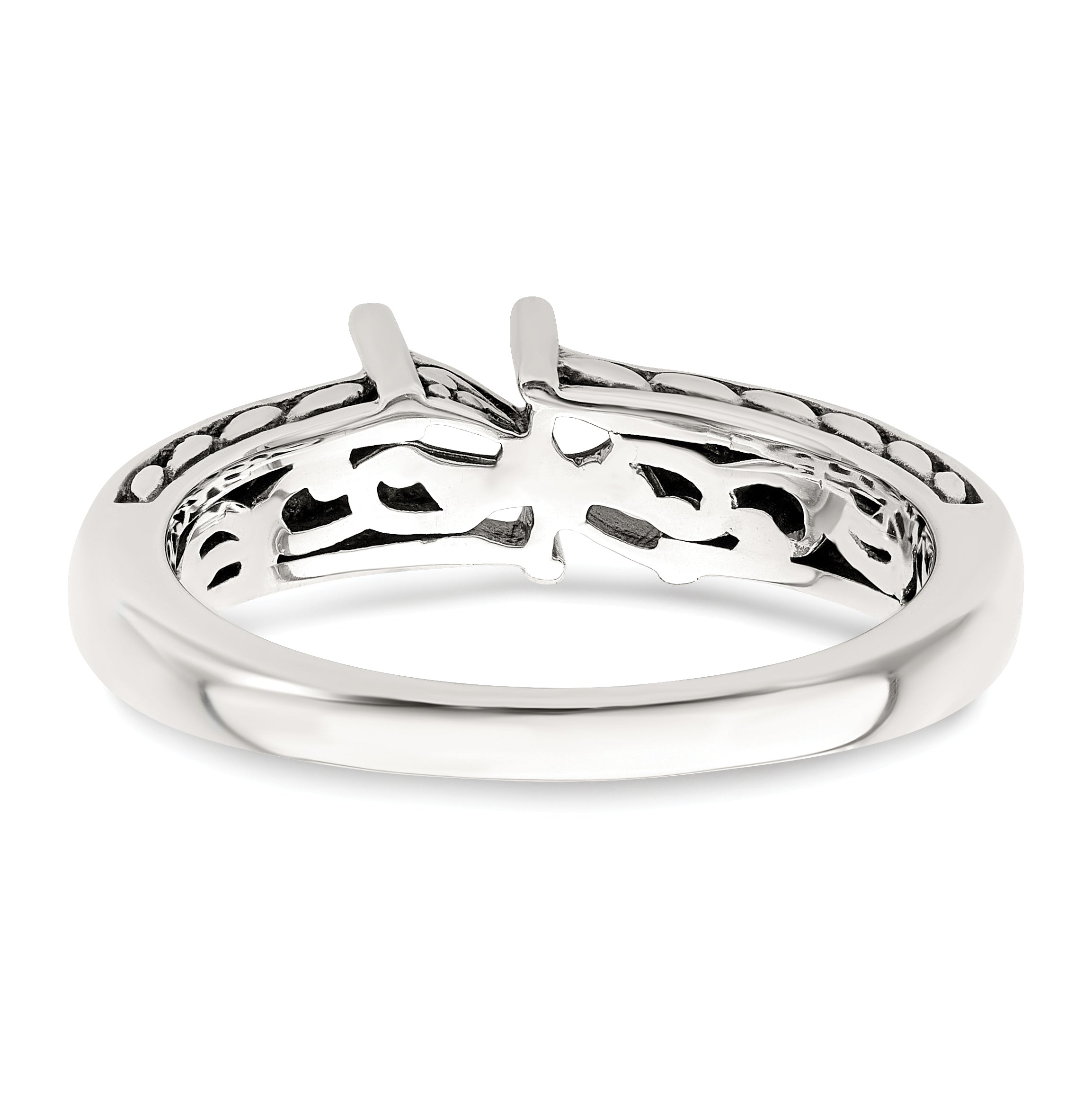 Sterling Silver Antiqued w/14k 2-stone Mother's Ring Mounting (No Stone Included)