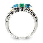 Sterling Silver Antiqued w/14k 3-stone Mother's Ring Mounting (No Stone Included)