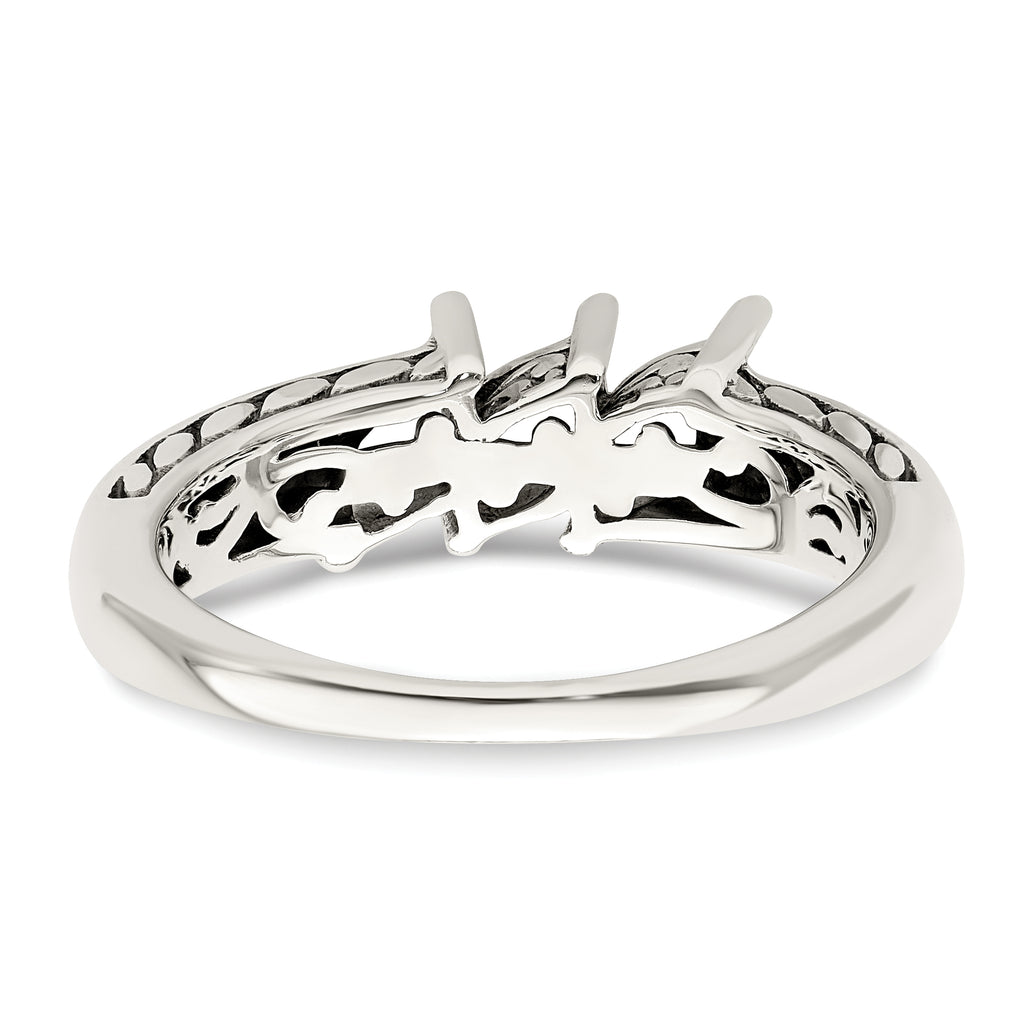 Sterling Silver Antiqued w/14k 3-stone Mother's Ring Mounting (No Stone Included)