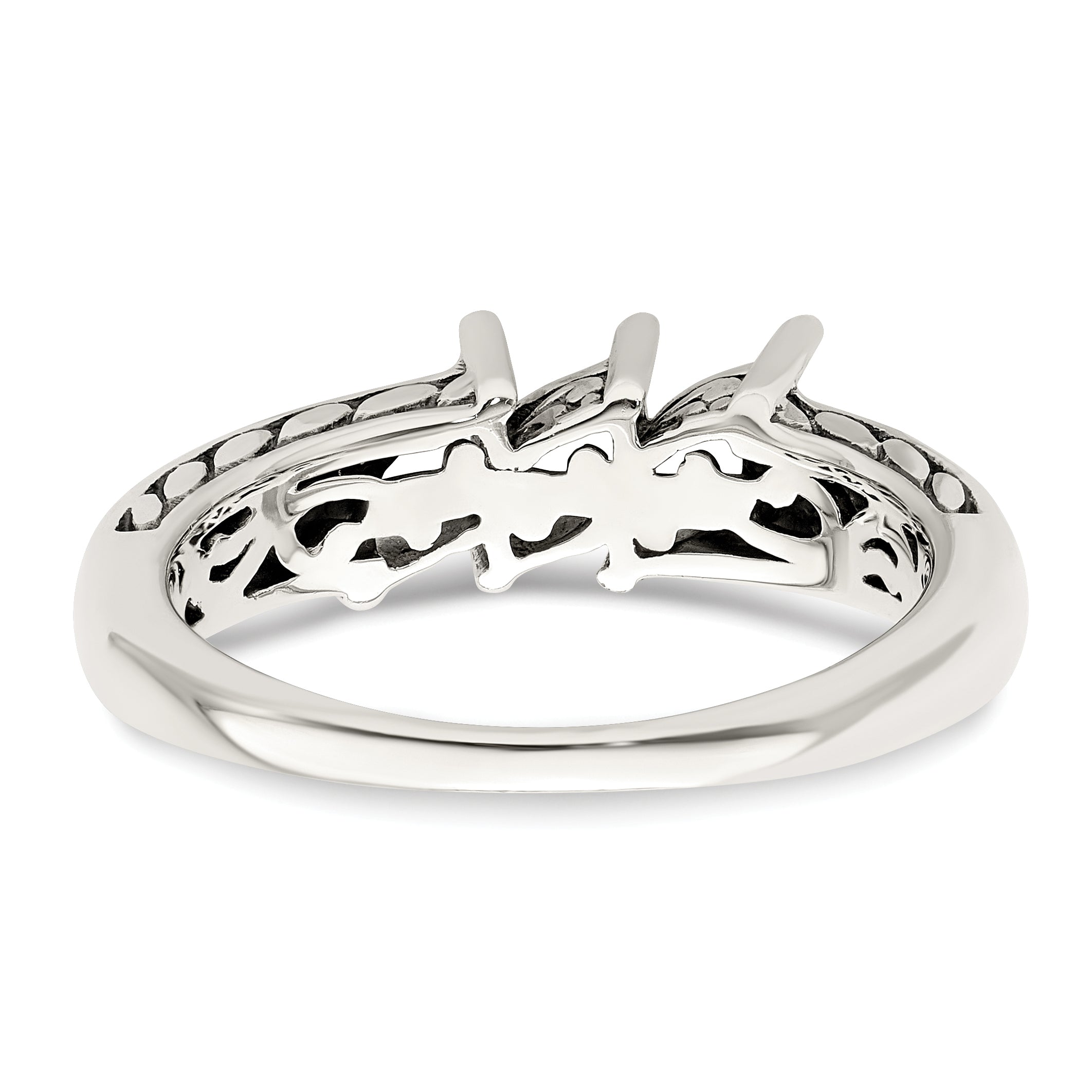 Sterling Silver Antiqued w/14k 3-stone Mother's Ring Mounting (No Stone Included)