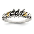 Sterling Silver Antiqued w/14k 3-stone Mother's Ring Mounting (No Stone Included)