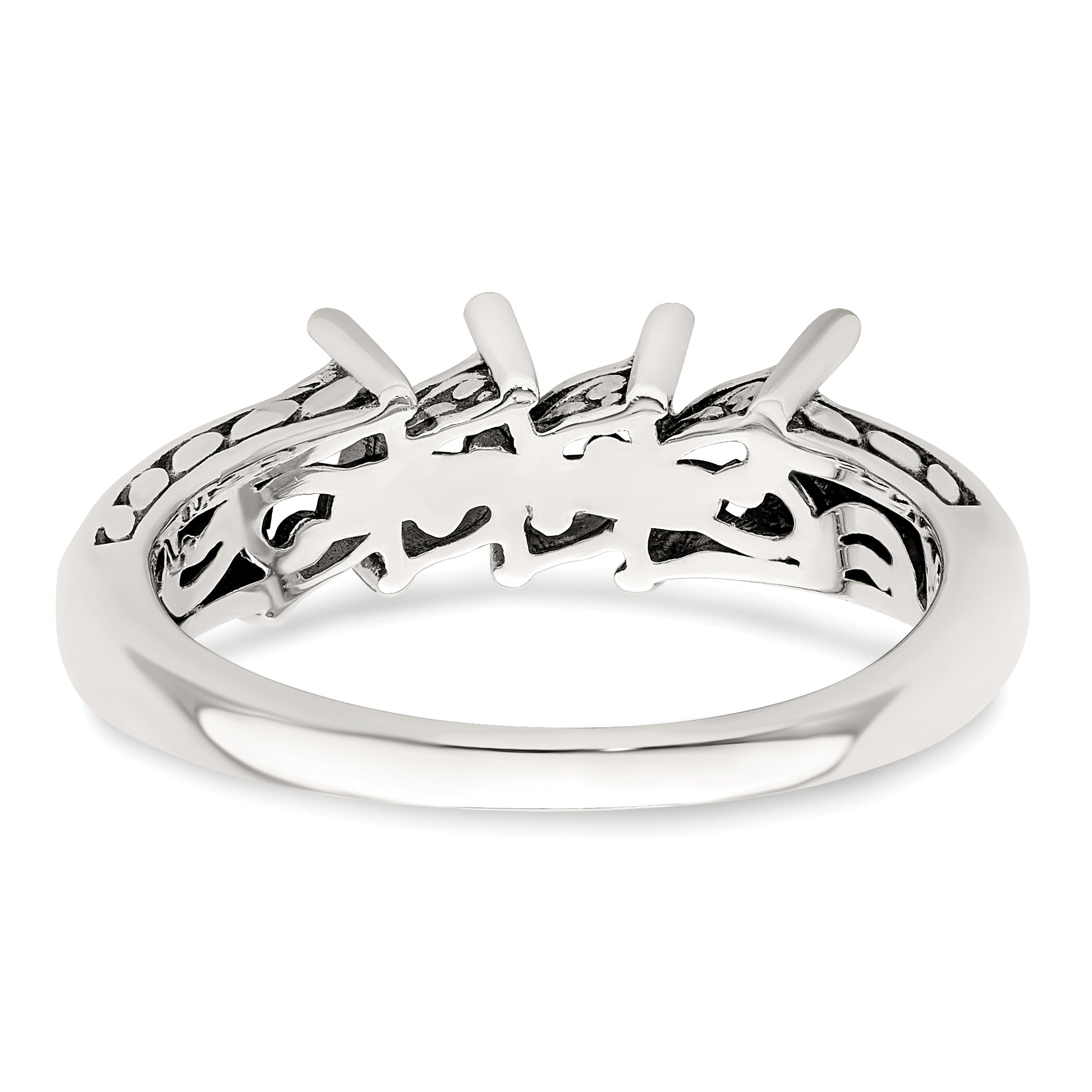 Sterling Silver Antiqued w/14k 4-stone Mother's Ring Mounting (No Stone Included)