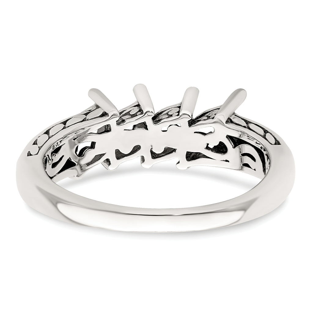 Sterling Silver Antiqued w/14k 4-stone Mother's Ring Mounting (No Stone Included)