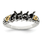 Sterling Silver Antiqued w/14k 4-stone Mother's Ring Mounting (No Stone Included)