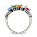 Sterling Silver Antiqued w/14k 5-stone Mother's Ring Mounting (No Stone Included)
