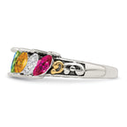 Sterling Silver Antiqued w/14k 5-stone Mother's Ring Mounting (No Stone Included)