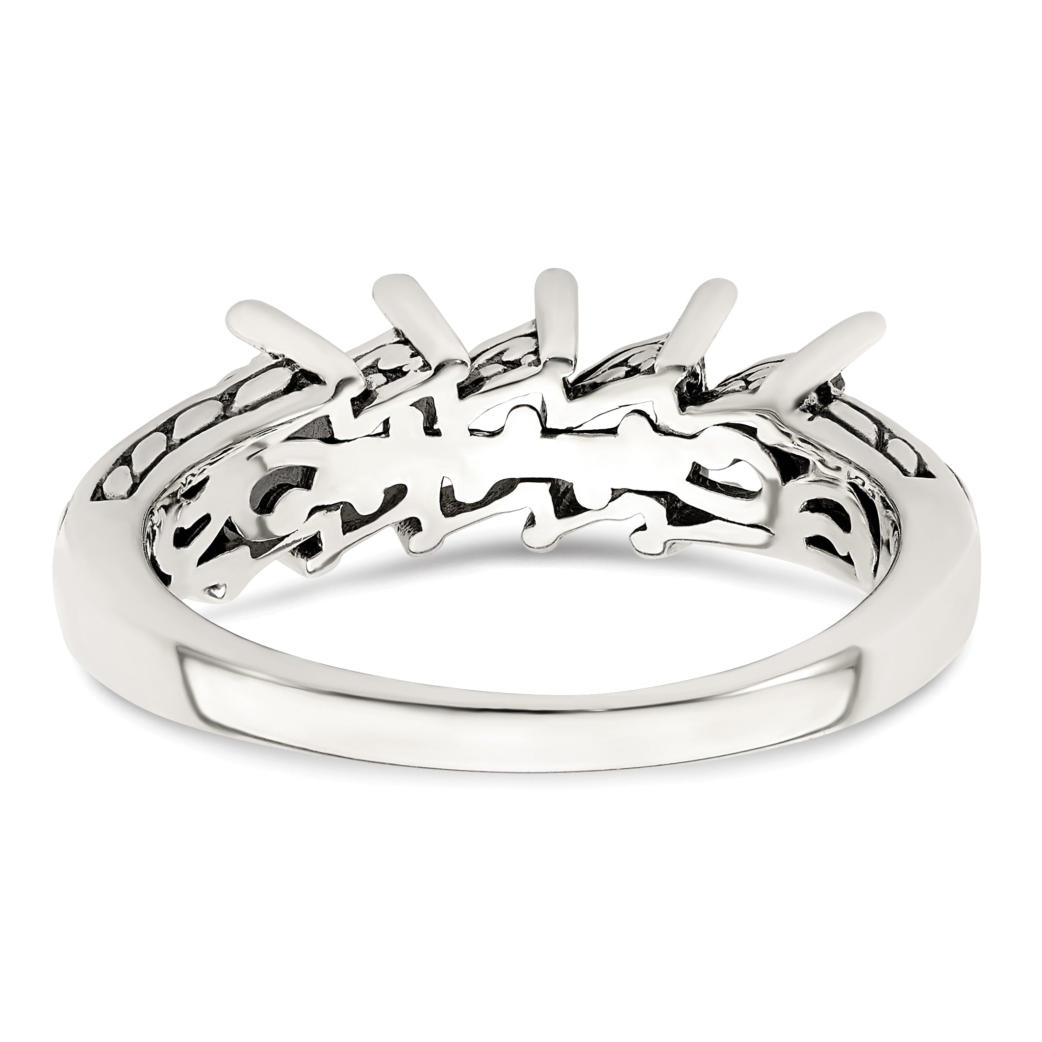 Sterling Silver Antiqued w/14k 5-stone Mother's Ring Mounting (No Stone Included)