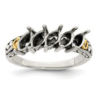 Sterling Silver Antiqued w/14k 5-stone Mother's Ring Mounting (No Stone Included)