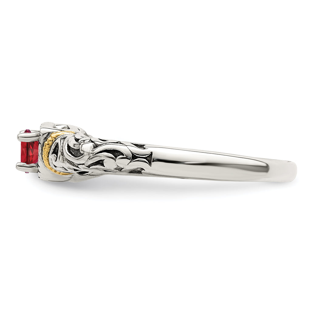 Sterling Silver Antiqued w/14k 2-stone Mother's Ring Mounting (No Stone Included)