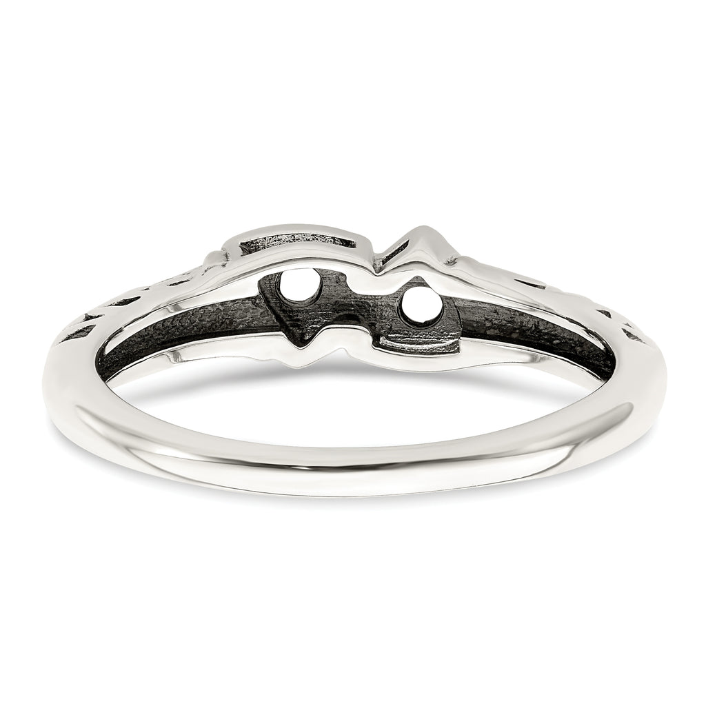 Sterling Silver Antiqued w/14k 2-stone Mother's Ring Mounting (No Stone Included)