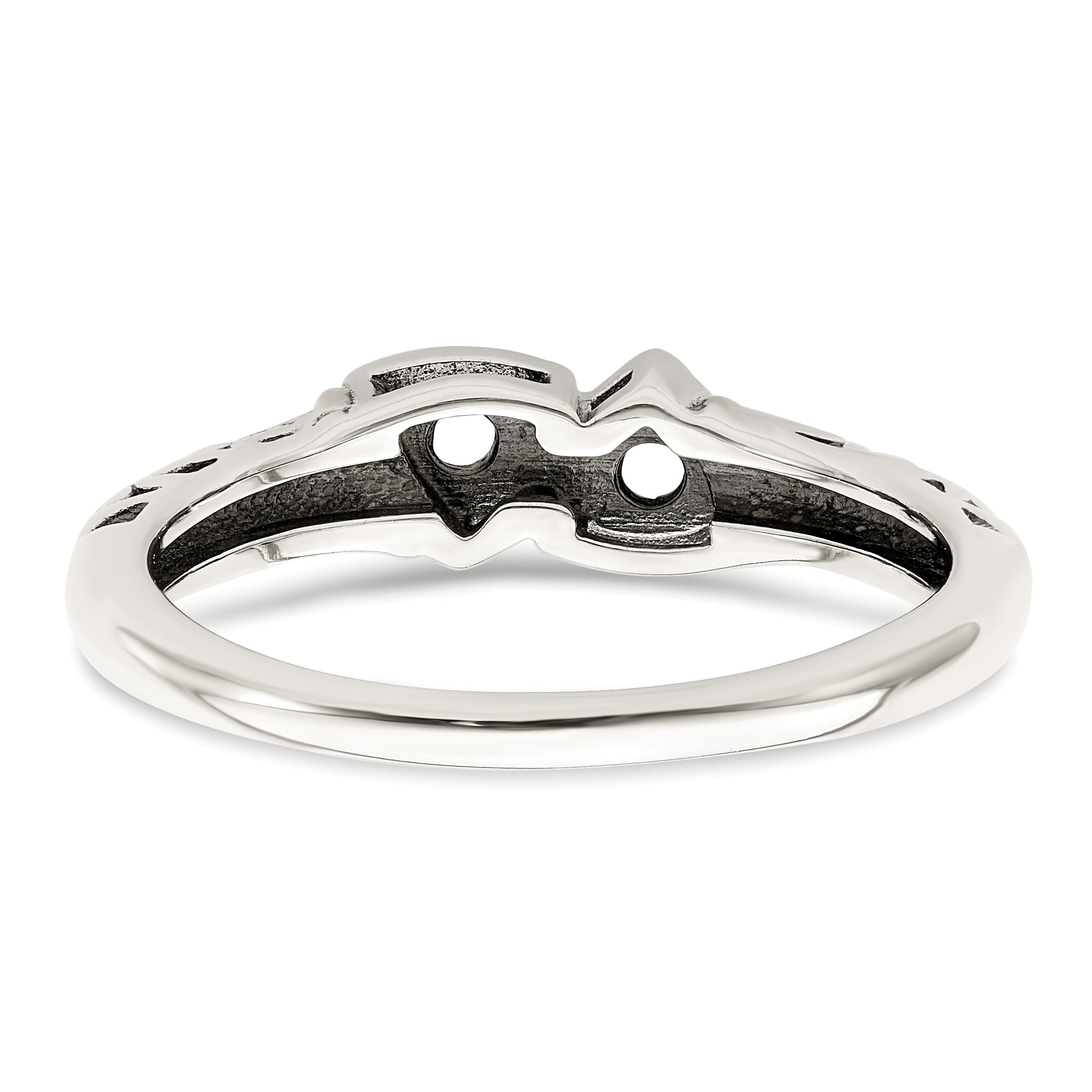 Sterling Silver Antiqued w/14k 2-stone Mother's Ring Mounting (No Stone Included)