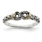 Sterling Silver Antiqued w/14k 2-stone Mother's Ring Mounting (No Stone Included)